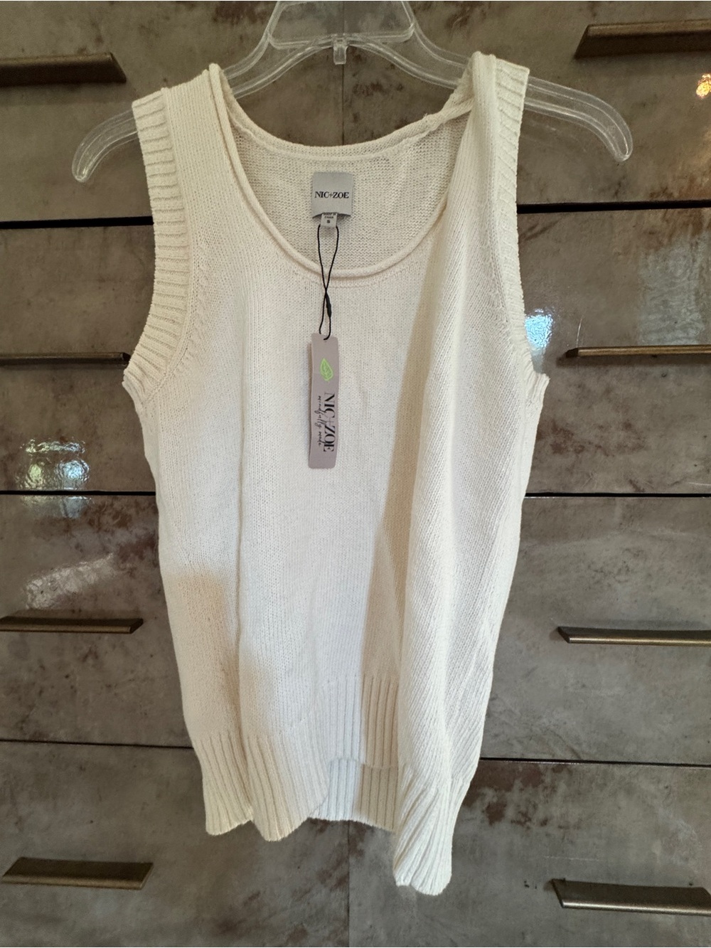 NIC+ZOE Cream Knit Sleeveless Tank (S)
